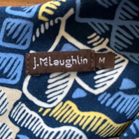 J. McLaughlin Women’s Shift Dress Devon Talavera Print Navy Blue /Yellow M - Picture 11 of 12